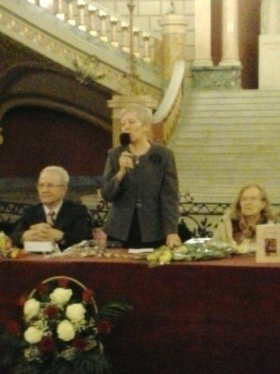Carmen Manea prezentare de carte la Ateneul Roman, 2015, cu Prof. Jean Lupu si compozitoarea Irina Odagescu