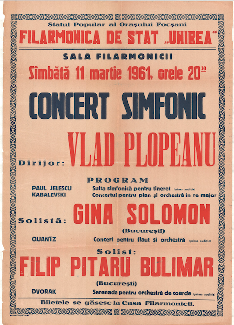 Gina Solomon - afiș de concert, martie 1961 small